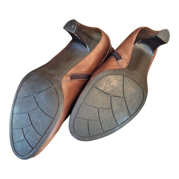 NURTURE Talin Brown Premium Leather Heeled Zip Ankle Boot 9.5M Buckle Bootie - Picture 14 of 16